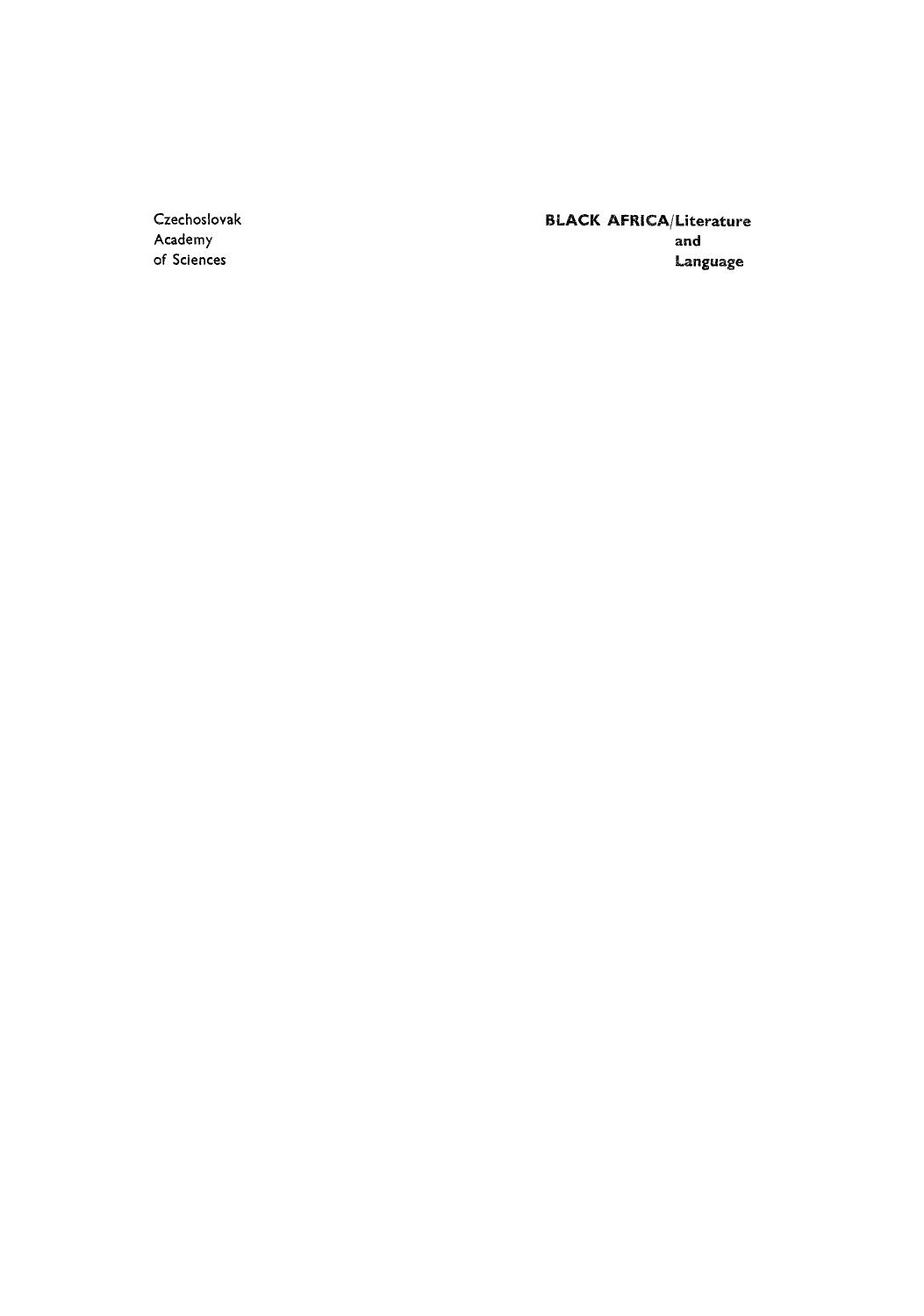 Black Africa: Literature and Language by Vladimír Klíma Karel František Růžička Petr Zima (auth.)