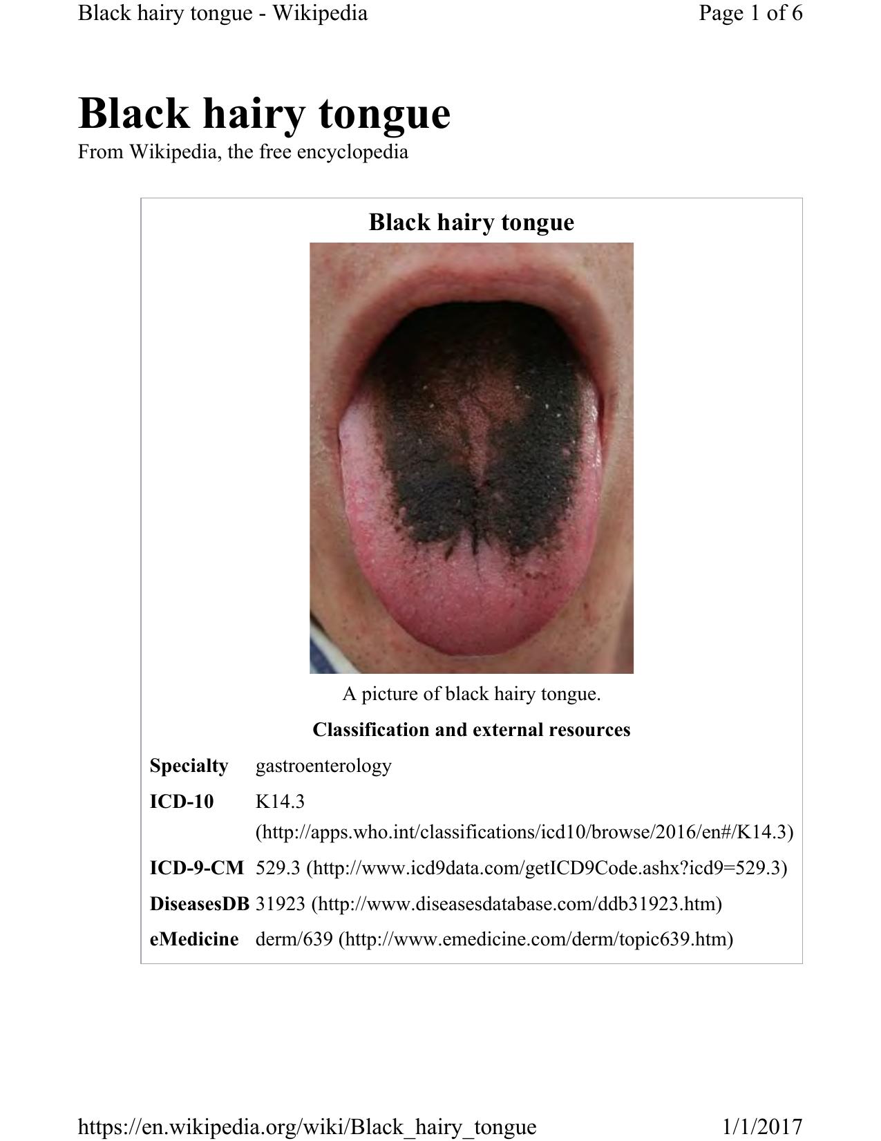 Black Hairy Tongue-2017 by Unknown