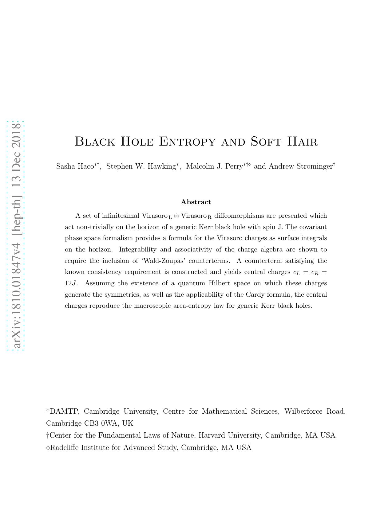 Black Hole Entropy and Soft Hair (2018) by Unknown