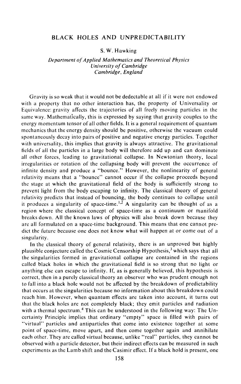 Black Holes and Unpredictability (1977) by Unknown