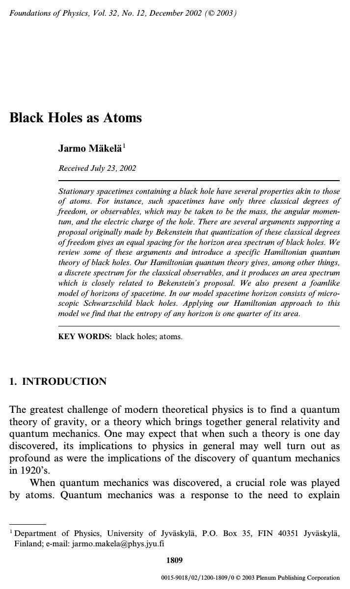 Black Holes as Atoms by Unknown