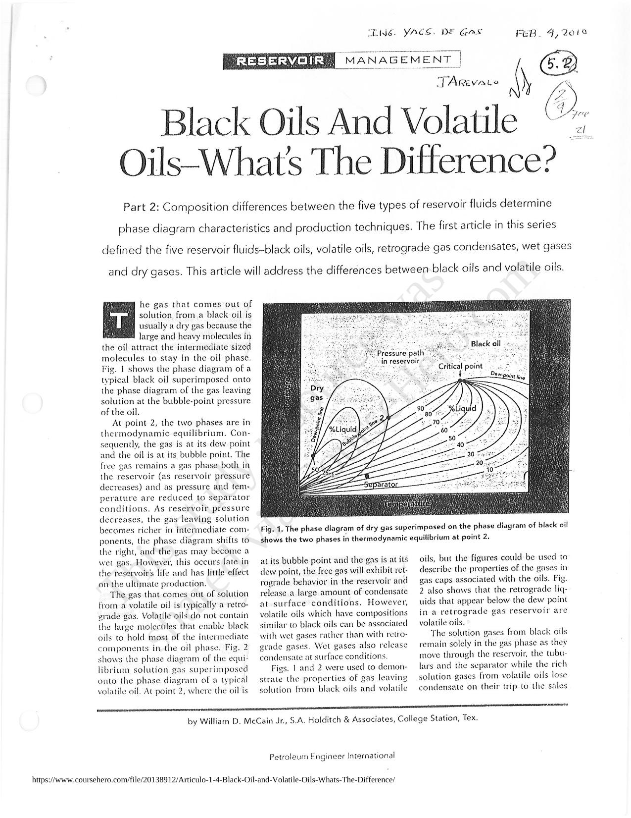 Black Oils and Volatile Oils-Whatâs the Difference by W.D McCain