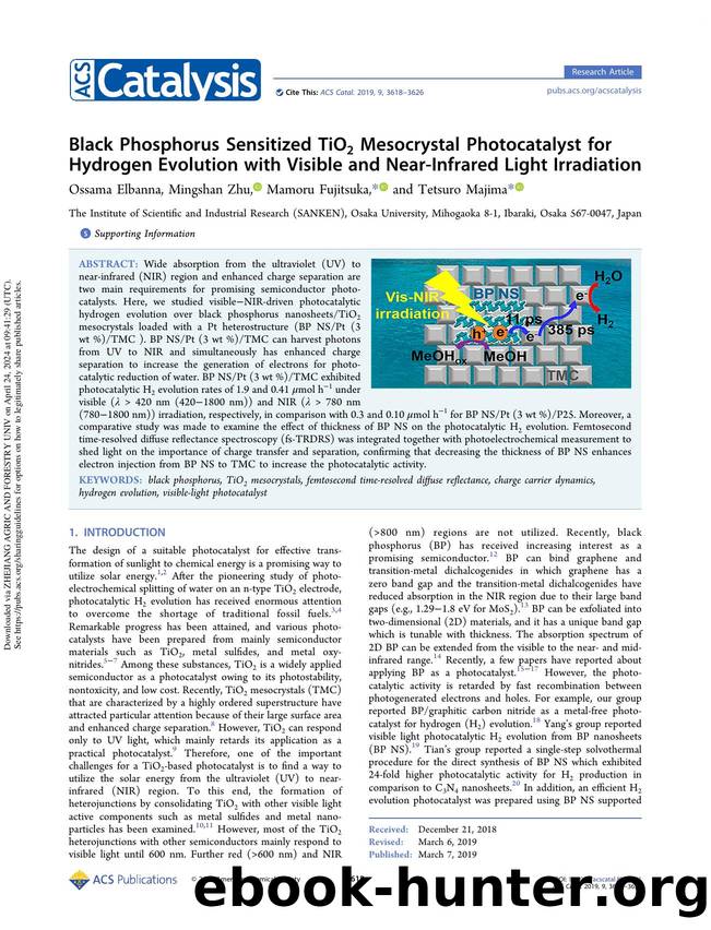 Black Phosphorus Sensitized TiO2 Mesocrystal Photocatalyst for Hydrogen Evolution with Visible and Near-Infrared Light Irradiation by Ossama Elbanna Mingshan Zhu Mamoru Fujitsuka & Tetsuro Majima
