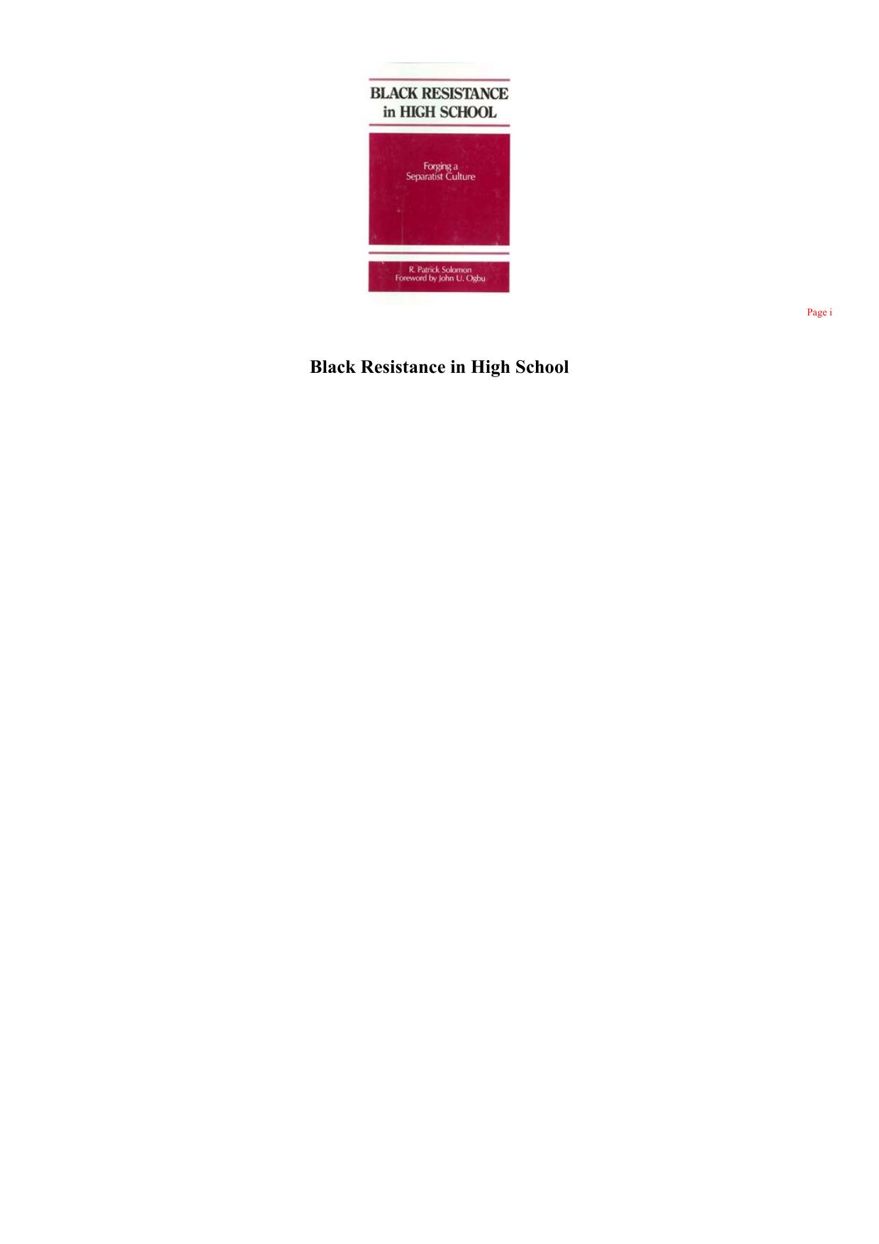 Black Resistance in High School by coll