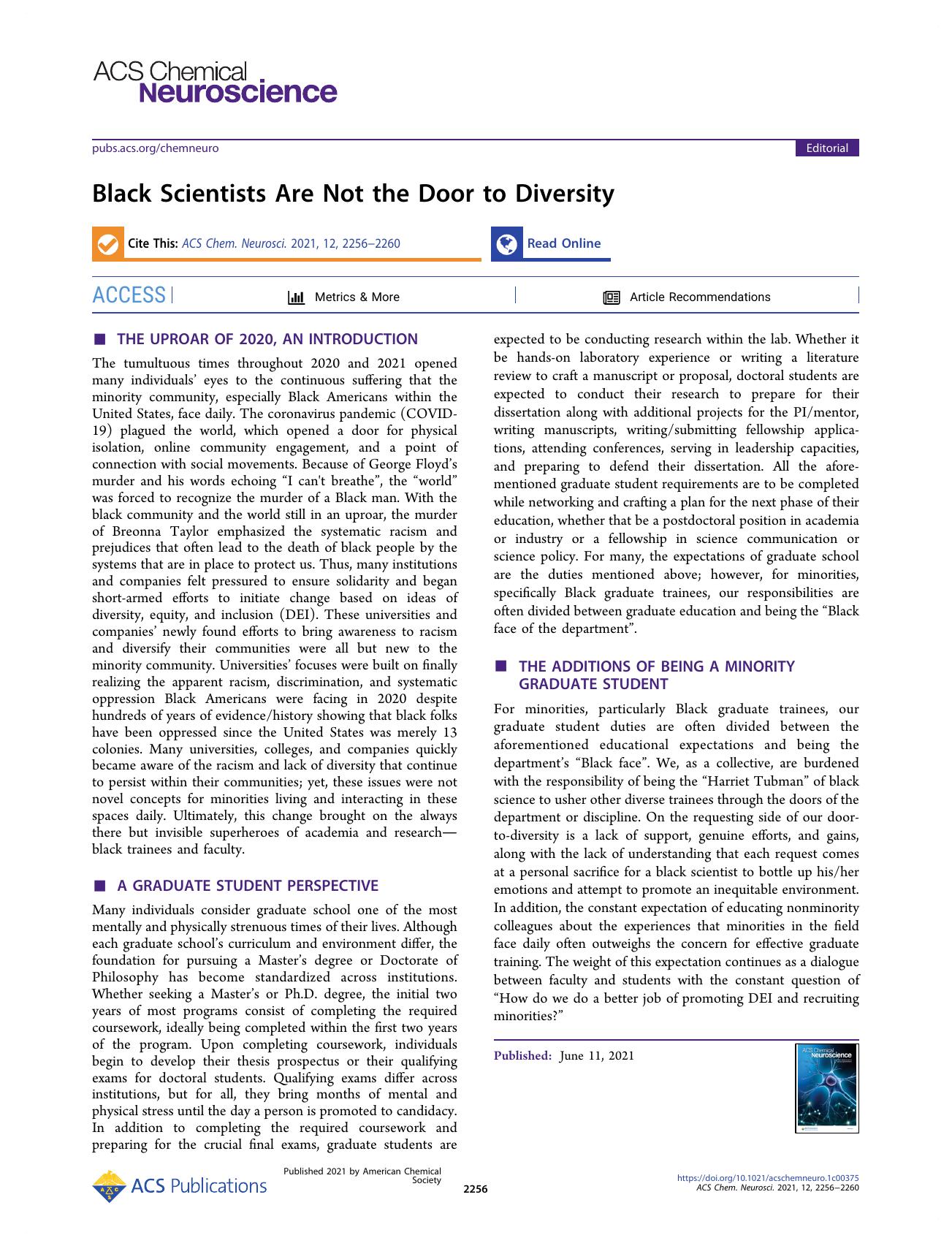 Black Scientists Are Not the Door to Diversity by Cellas A. Hayes