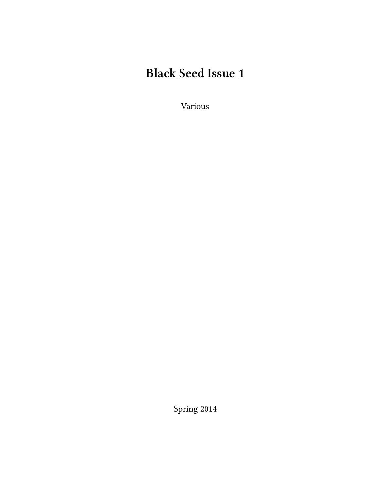 Black Seed Issue 1 by Various