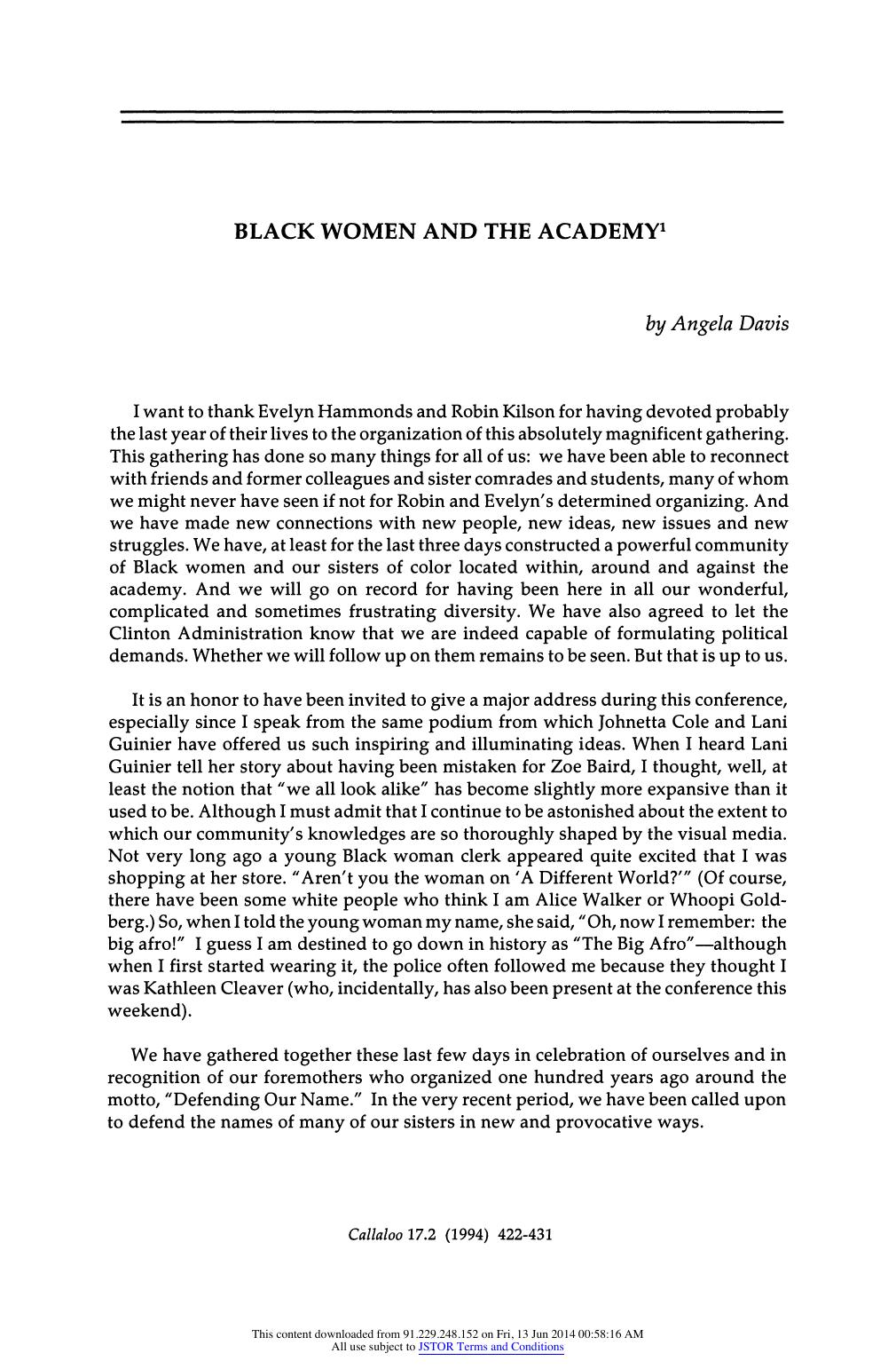 Black Women and the Academy by Black Women & the Academy (1994)
