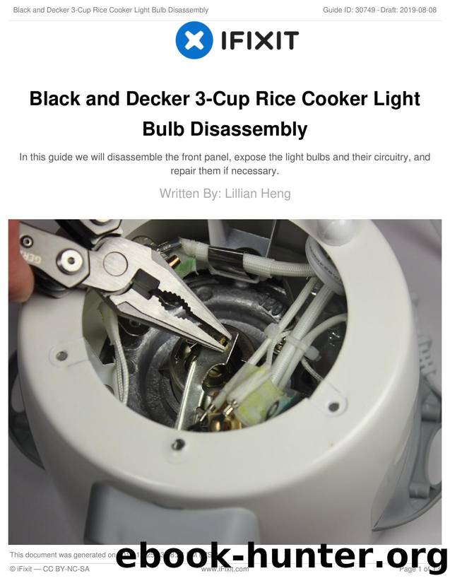 Black and Decker 3-Cup Rice Cooker Light Bulb Disassembly by Unknown
