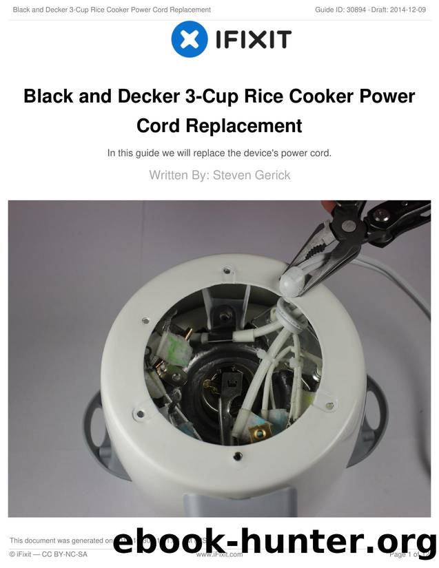 Black and Decker 3-Cup Rice Cooker Power Cord Replacement by Unknown