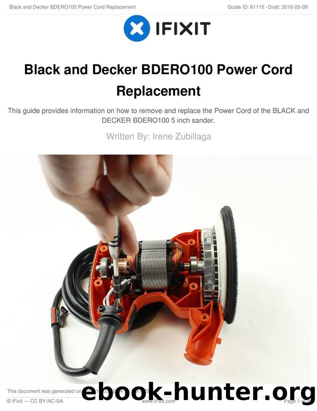 Black and Decker BDERO100 Power Cord Replacement by Unknown