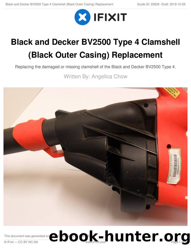 Black and Decker BV2500 Type 4 Clamshell (Black Outer Casing) Replacement by Unknown