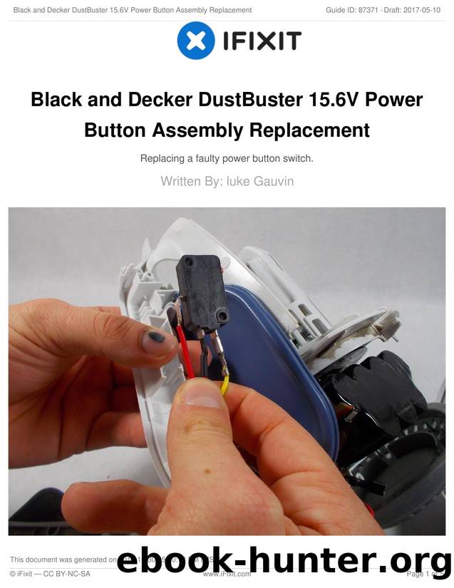 Black and Decker DustBuster 15.6V Power Button Assembly Replacement by Unknown