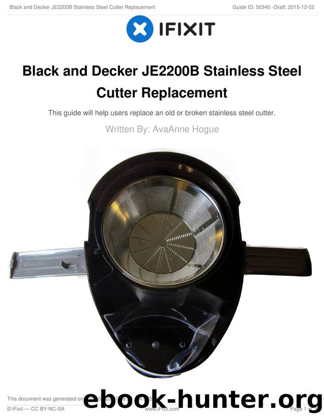 Black and Decker JE2200B Stainless Steel Cutter Replacement by Unknown