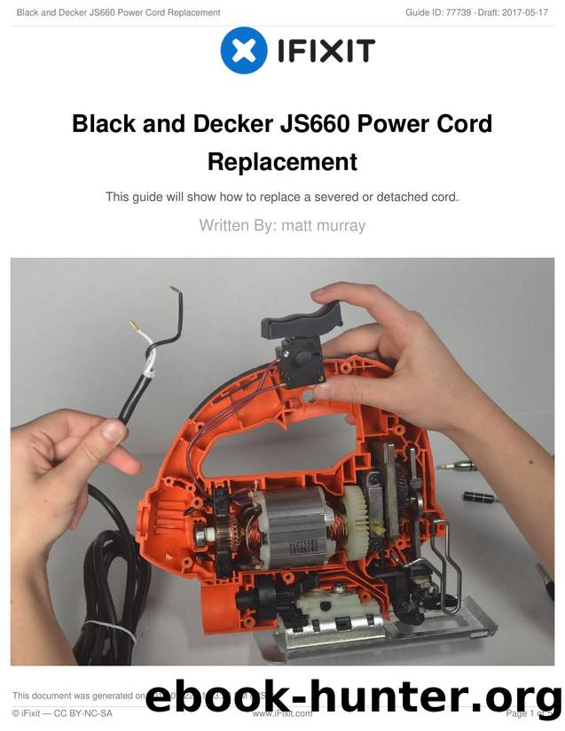 Black and Decker JS660 Power Cord Replacement by Unknown