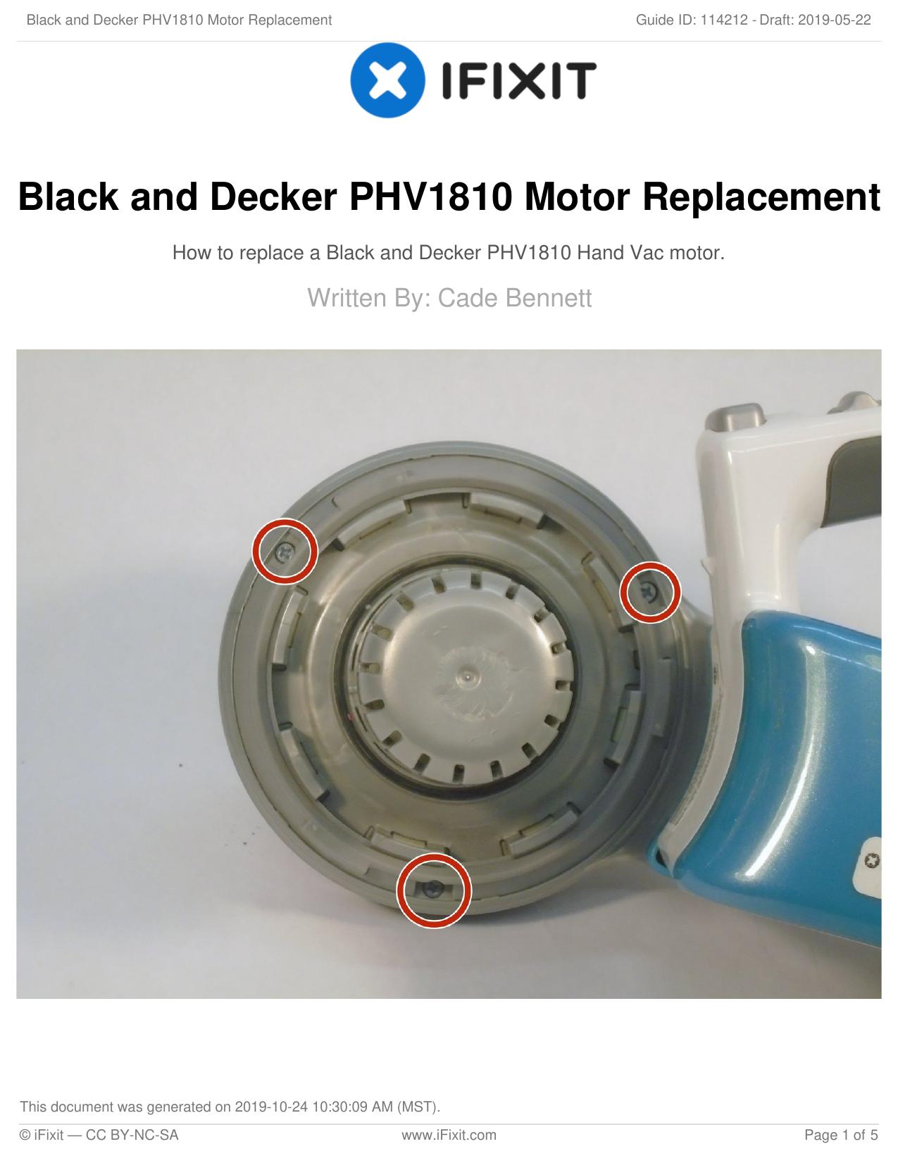 Black and Decker PHV1810 Motor Replacement by Unknown