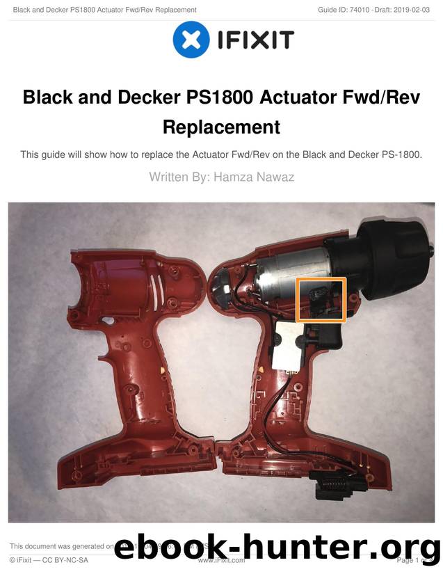 Black and Decker PS1800 Actuator FwdRev Replacement by Unknown