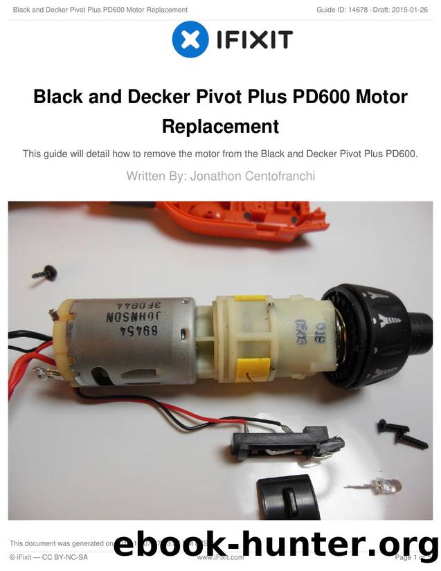 Black and Decker Pivot Plus PD600 Motor Replacement by Unknown