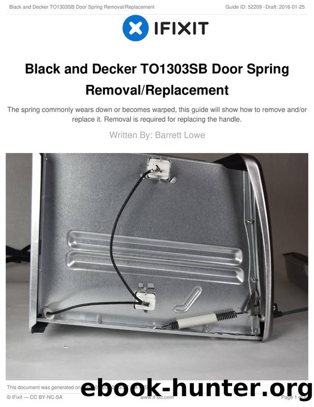 Black and Decker TO1303SB Door Spring RemovalReplacement by Unknown