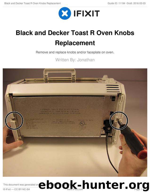 Black and Decker Toast R Oven Knobs Replacement by Unknown