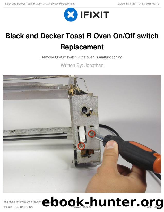 Black and Decker Toast R Oven OnOff switch Replacement by Unknown