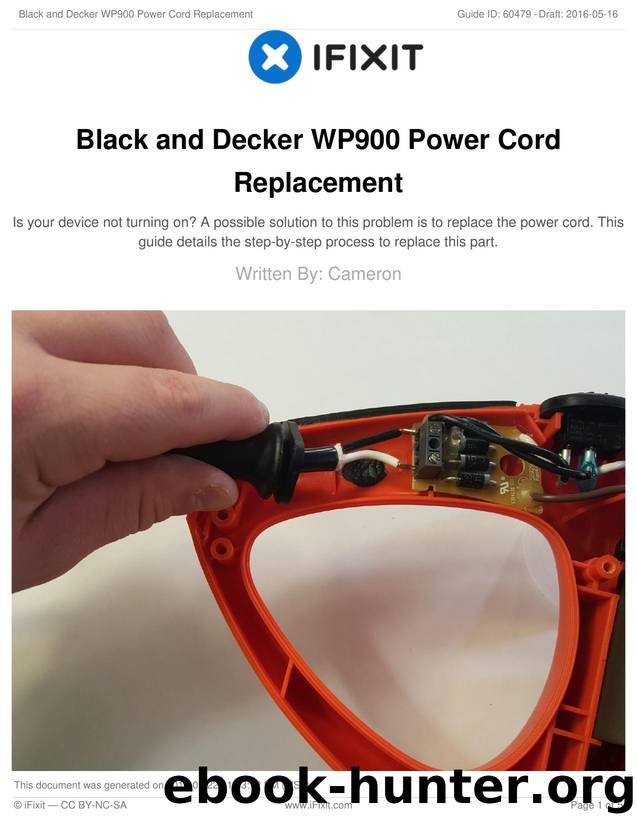 Black and Decker WP900 Power Cord Replacement by Unknown