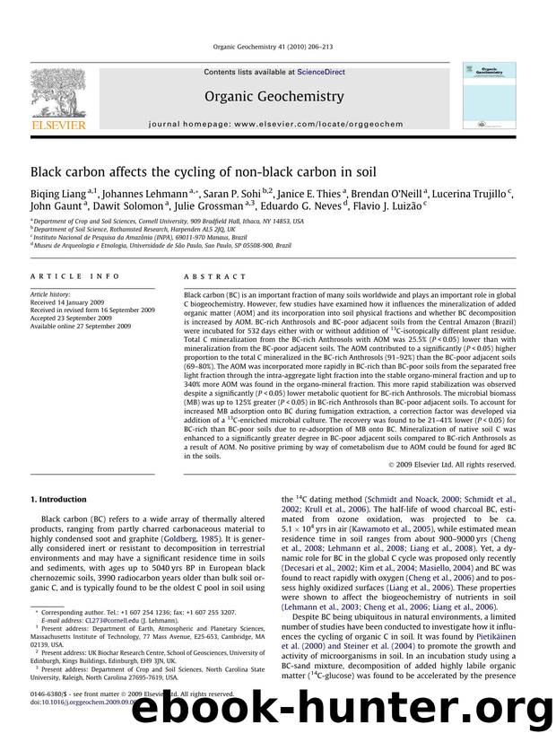 Black carbon affects the cycling of non-black carbon in soil by unknow