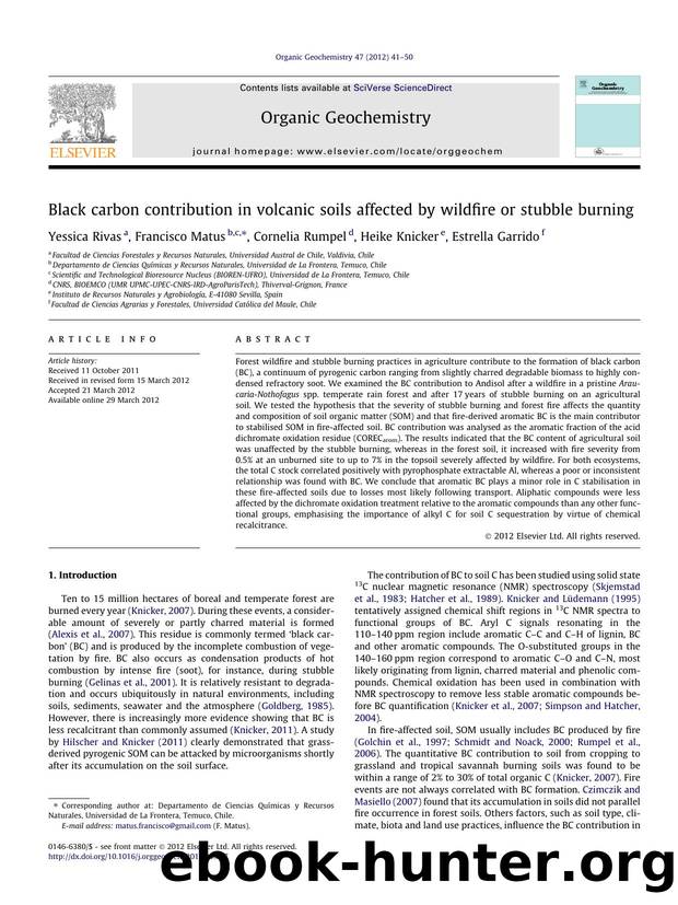 Black carbon contribution in volcanic soils affected by wildfire or stubble burning by Yessica Rivas & Francisco Matus & Cornelia Rumpel & Heike Knicker & Estrella Garrido