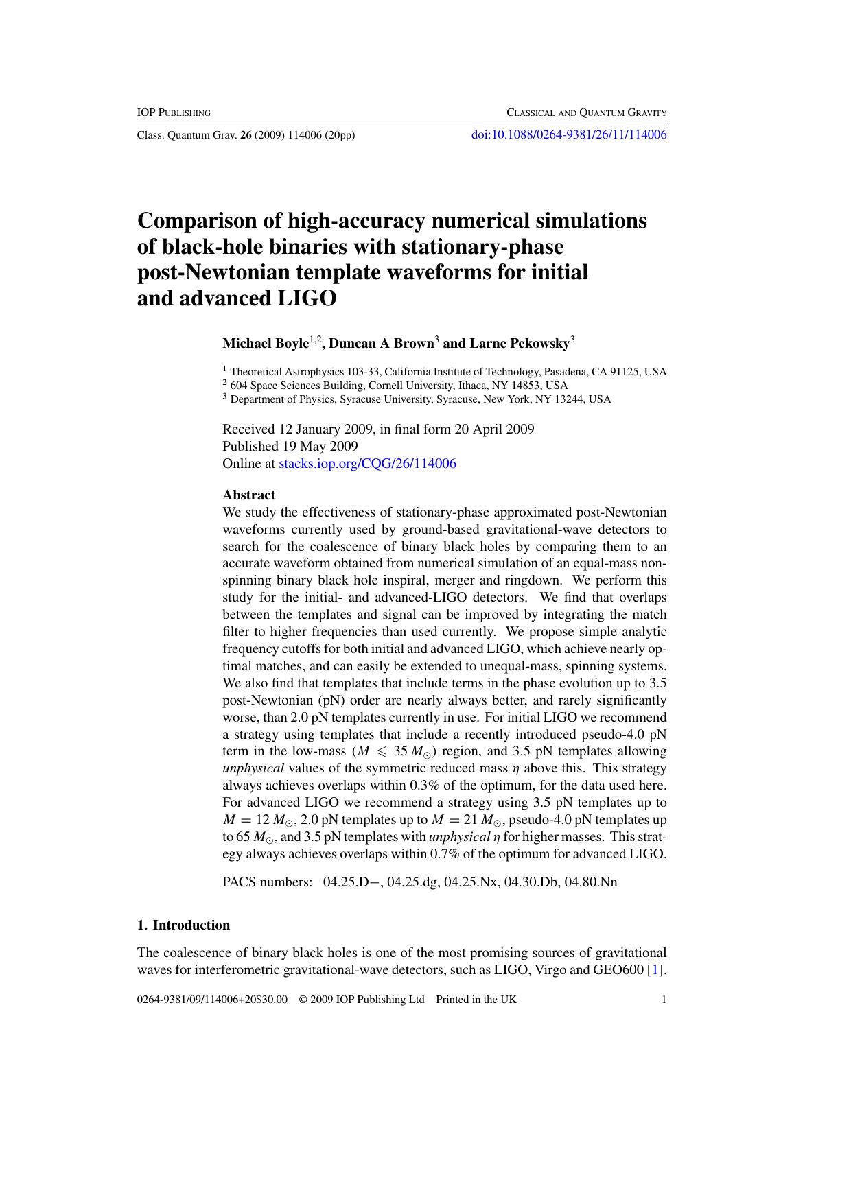 Black hole binaries: high-accuracy simulations and TaylorF2 template efficiency by M Boyle et al