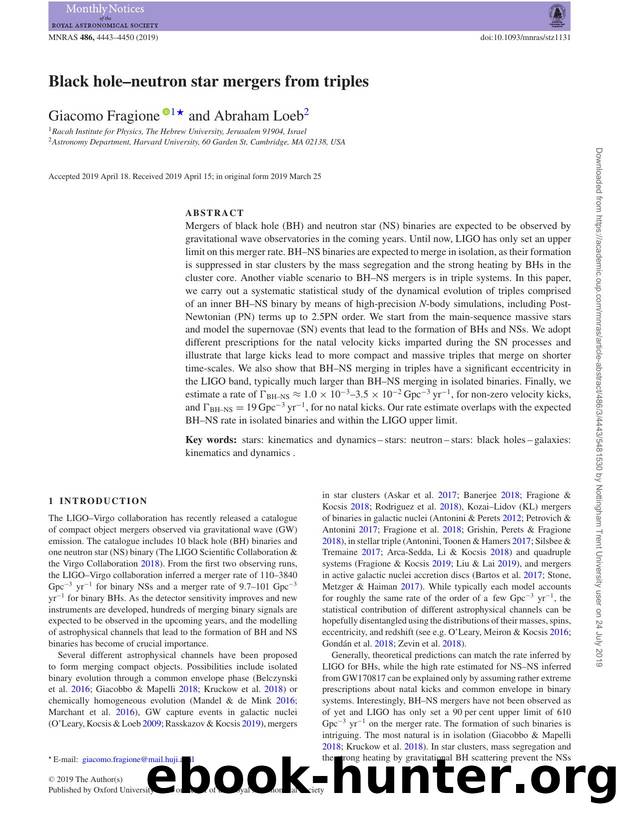 Black holeâneutron star mergers from triples by Giacomo Fragione & Abraham Loeb