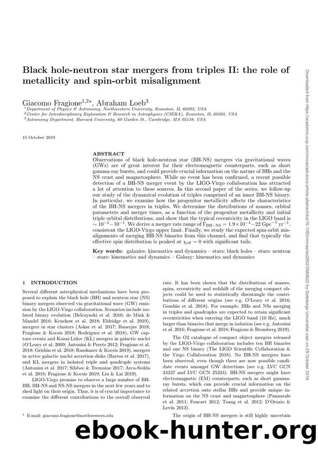 Black hole-neutron star mergers from triples II: the role of metallicity and spin-orbit misalignment by Black hole-neutron star mergers from triples II (2019)