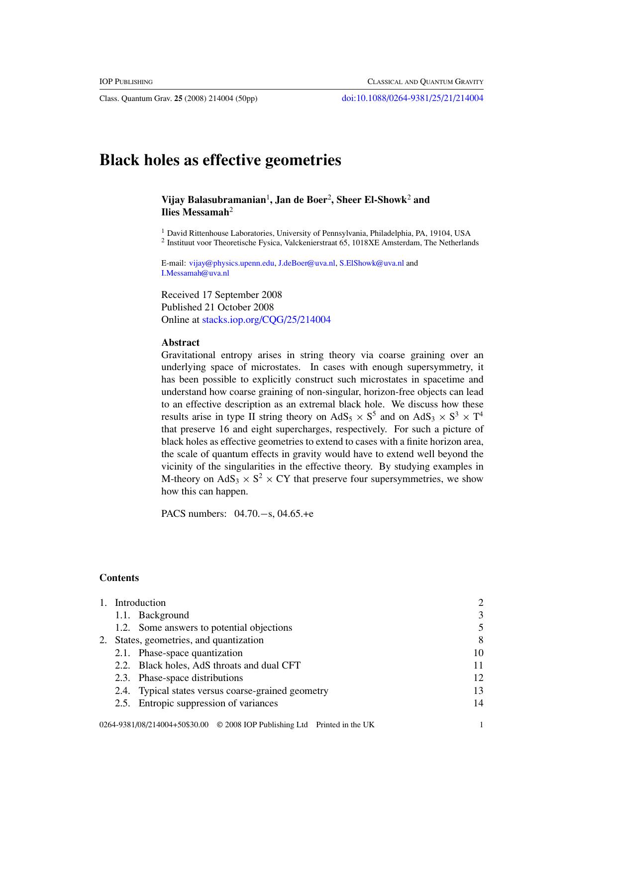 Black holes as effective geometries by V Balasubramanian et al