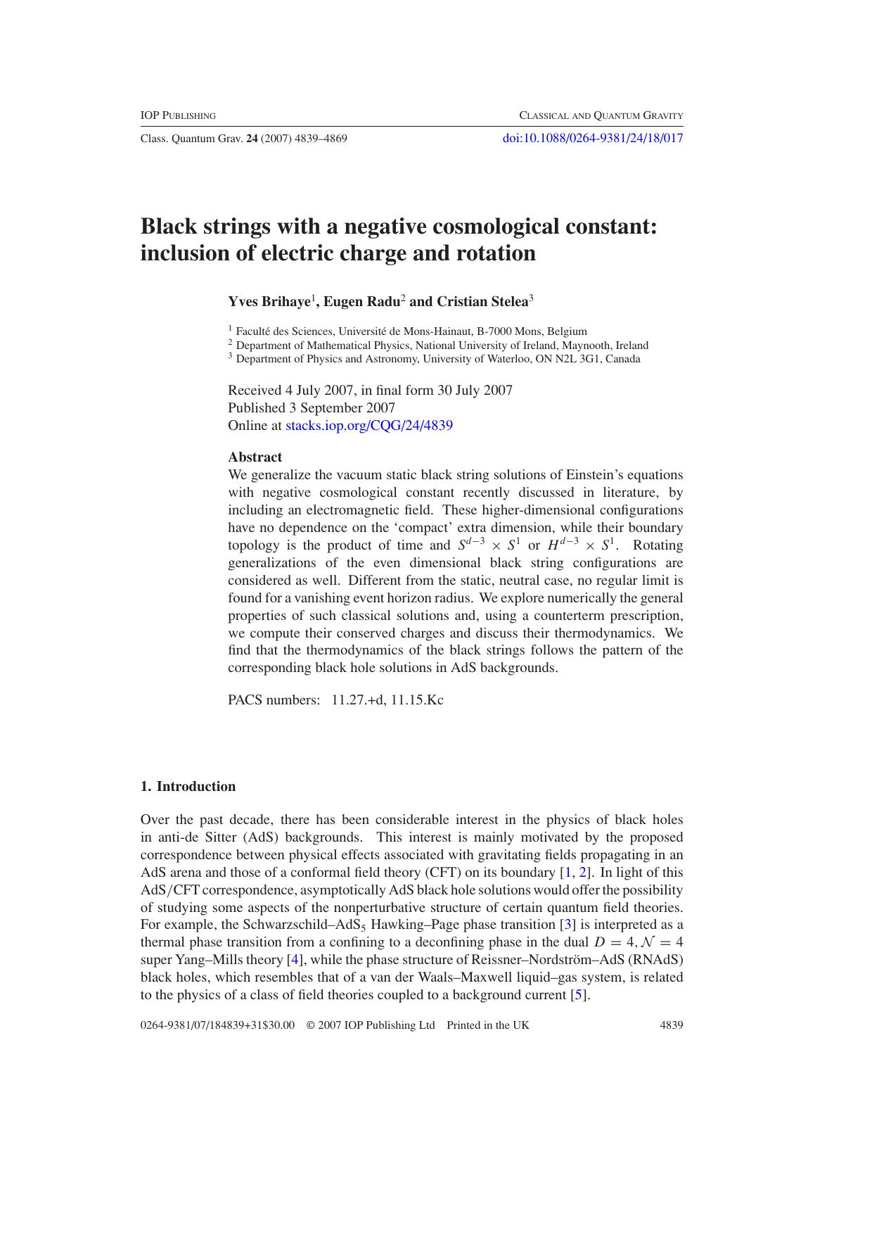 Black strings with a negative cosmological constant: inclusion of electric charge and rotation by Y Brihaye et al