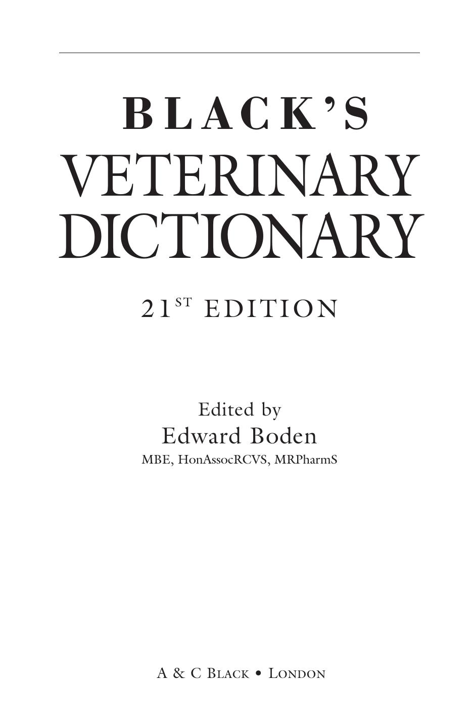 Black's Veterinary Dictionary by Unknown
