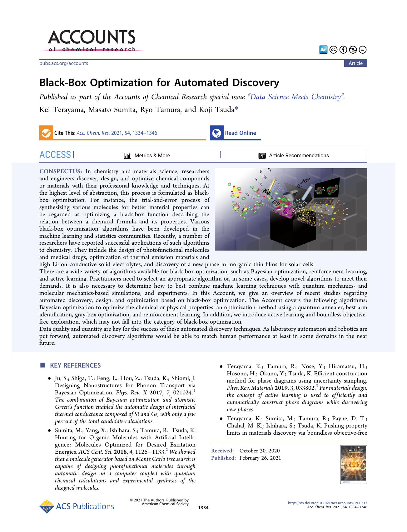 Black-Box Optimization for Automated Discovery by Kei Terayama Masato Sumita Ryo Tamura and Koji Tsuda