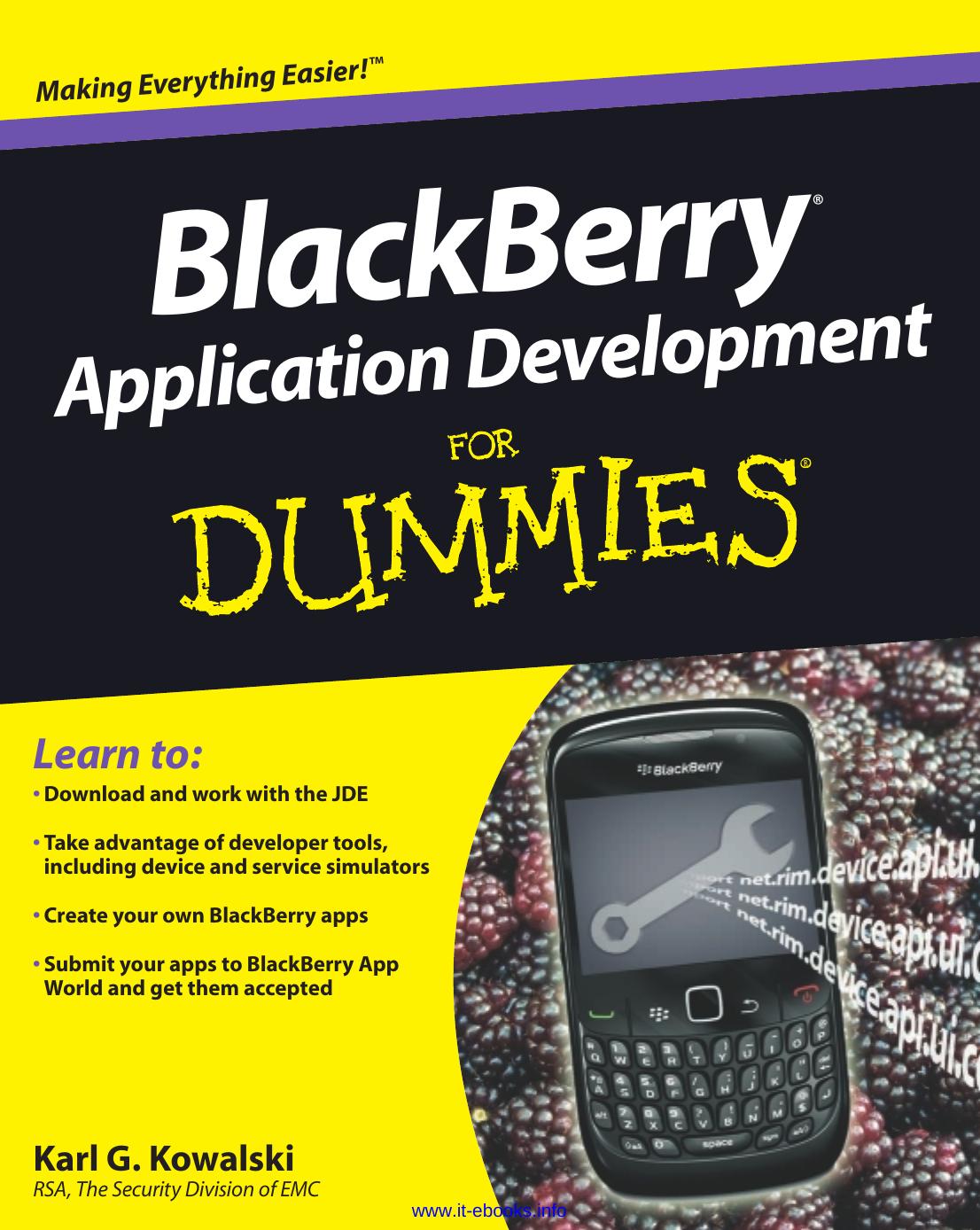 BlackBerry Application Development For Dummies by Unknown