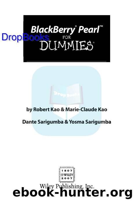 BlackBerry Pearl for Dummies ISBN by 0470128933 DropBooks APP
