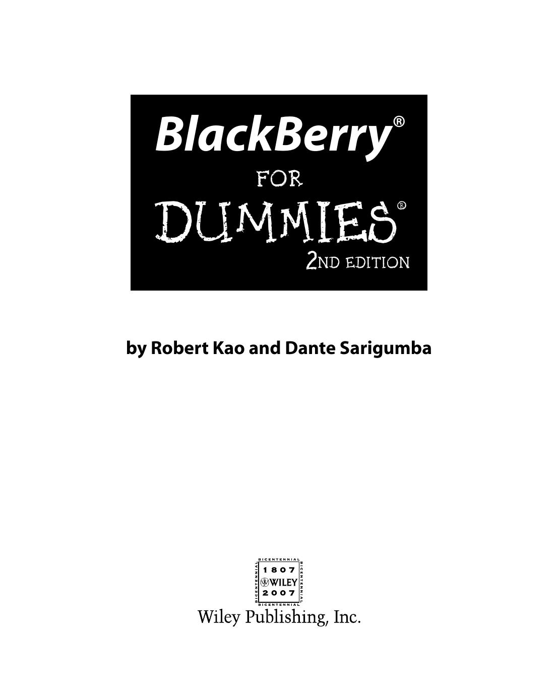 BlackBerry for DUMmIES 2nd by Unknown