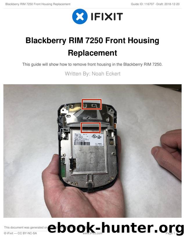 Blackberry RIM 7250 Front Housing Replacement by Unknown