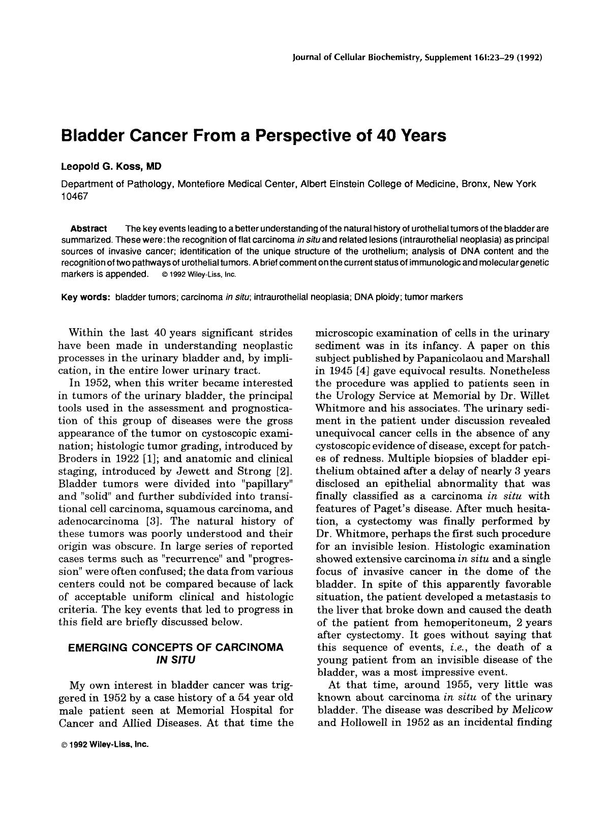 Bladder caner from a perspective of 40 years by Unknown
