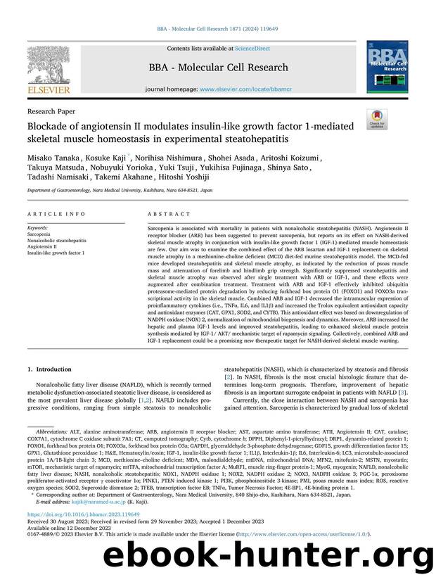 Blockade of angiotensin II modulates insulin-like growth factor 1-mediated skeletal muscle homeostasis in experimental steatohepatitis by unknow