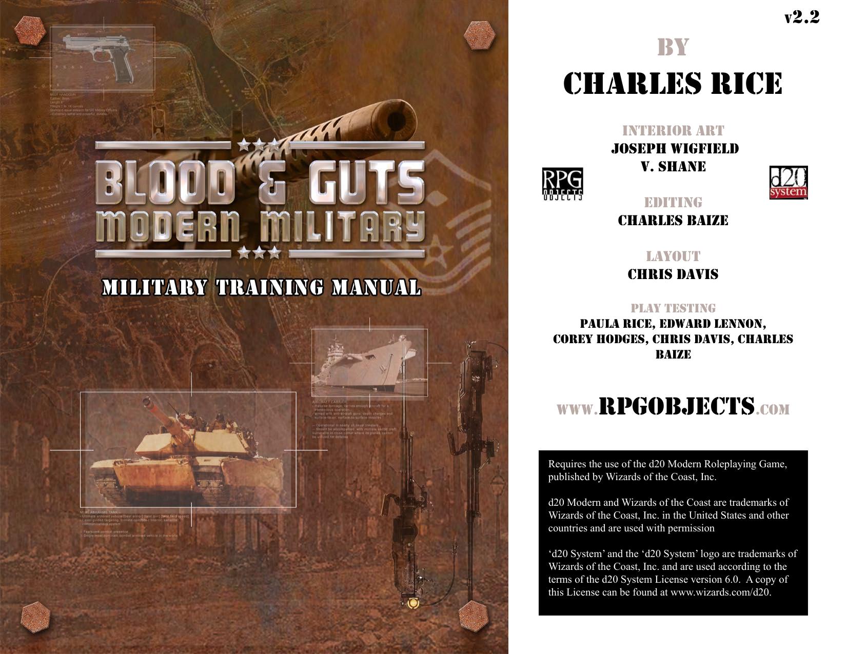 Blood & Guts 2: Military Training Manual (v2.2) by RPGObjects
