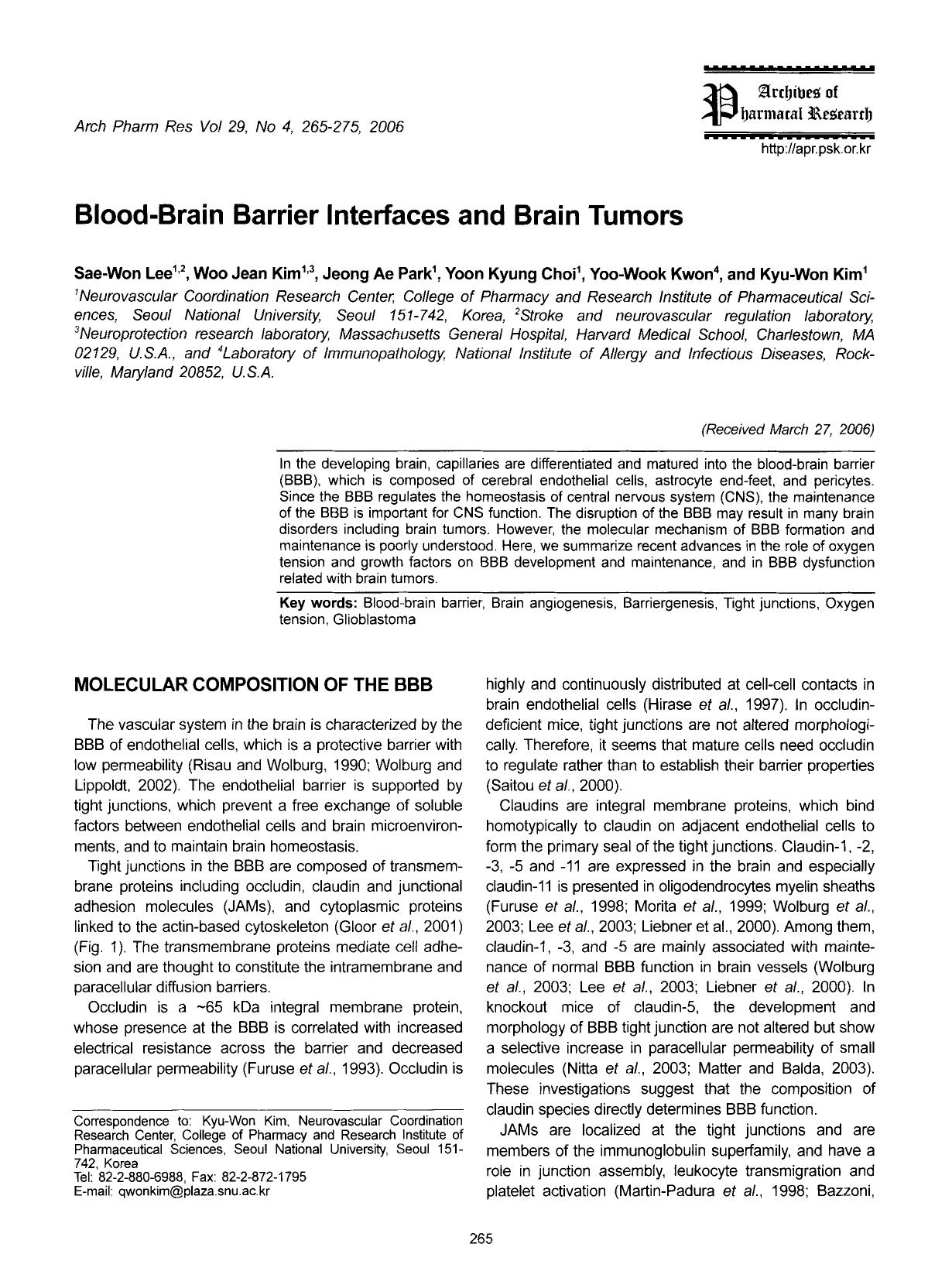 Blood-brain barrier interfaces and brain tumors by Unknown