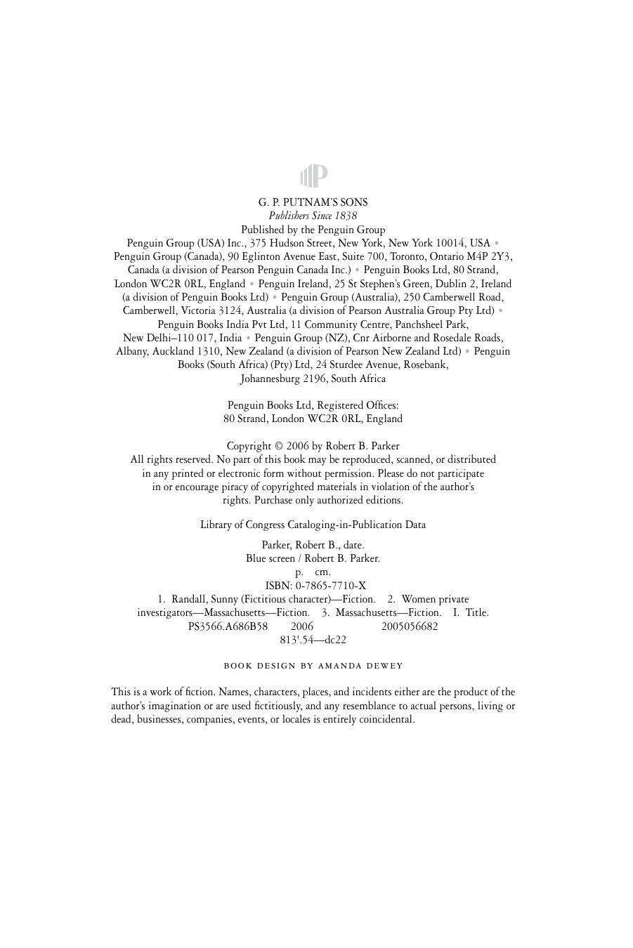 Blue Screen by Robert B. Parker