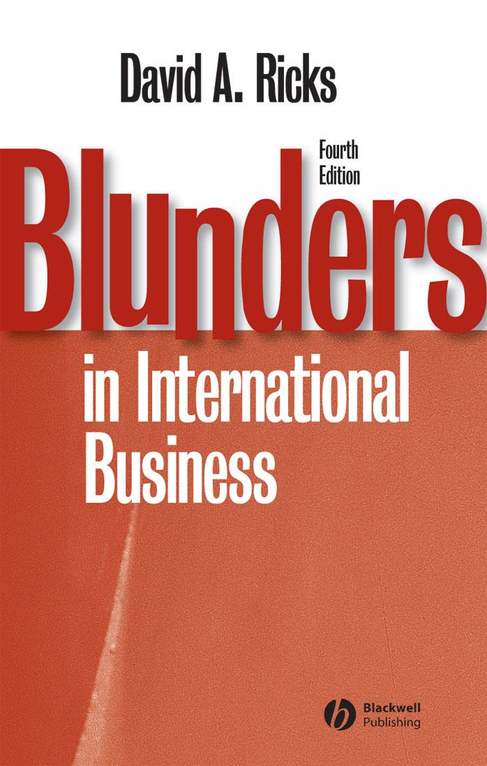 Blunders in International Business by David A. Ricks