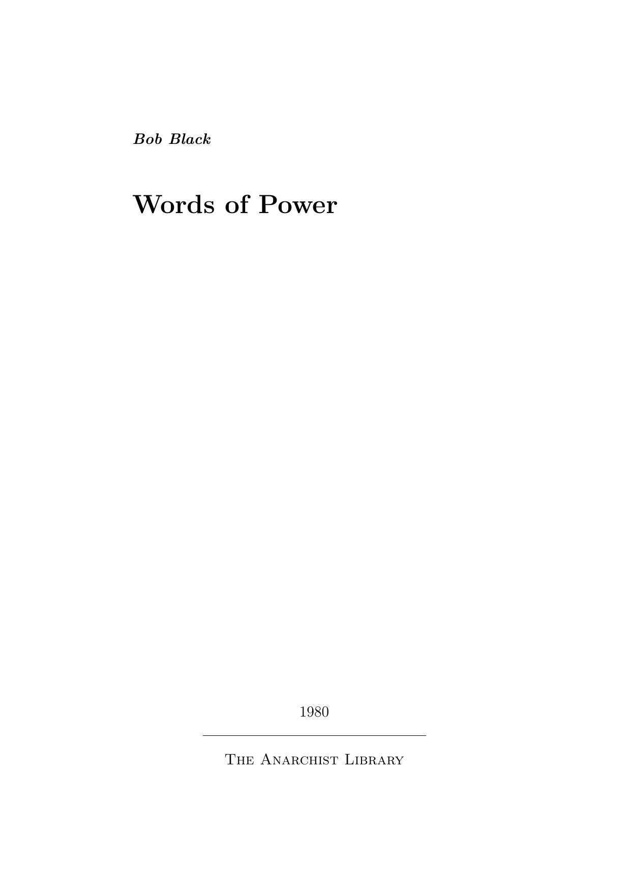 Bob Black by Words Of Power