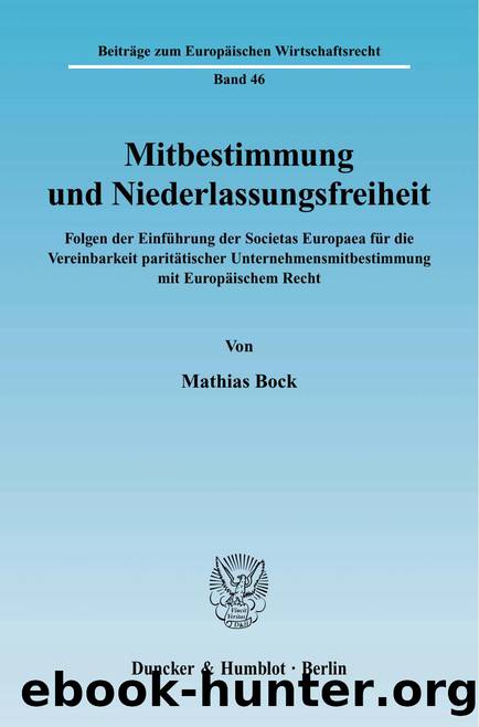 Bock by Beiträge zum Europäischen Wirtschaftsrecht (9783428526765)