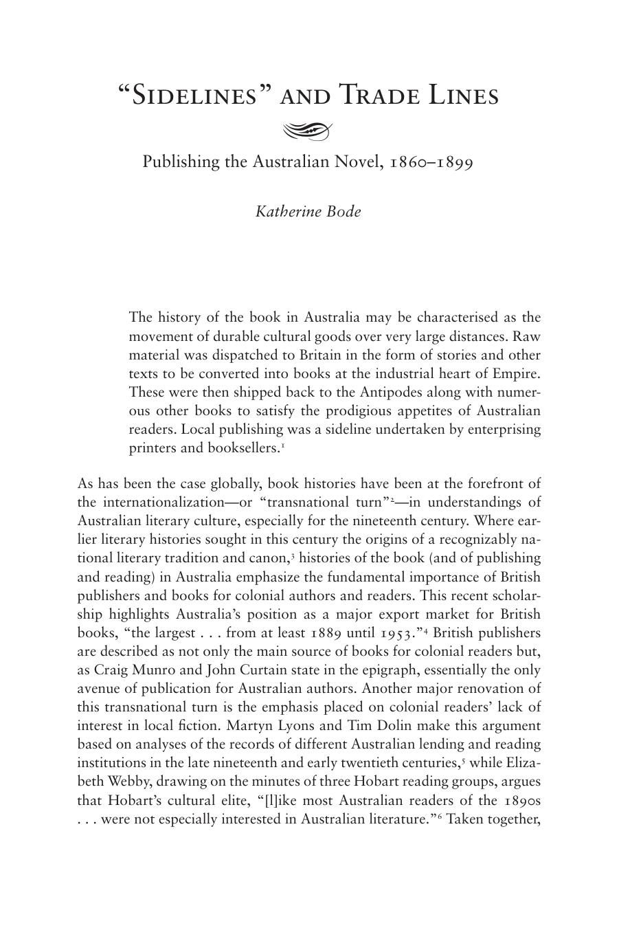 Bode, K by Publishing the Australian Novel 1860-1899 (2012) 15 Book History 93