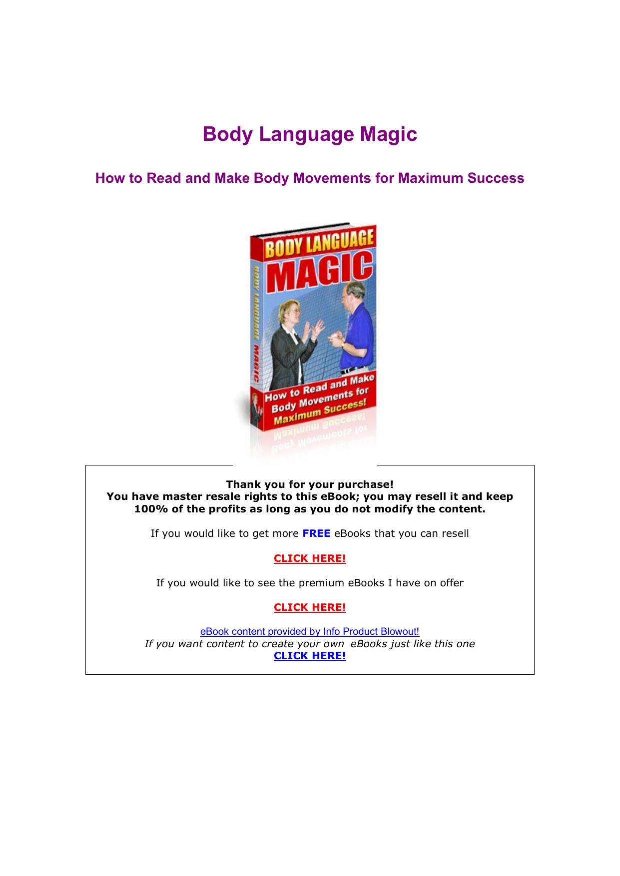 Body Language Magic How to Read and Make Body Movements for Maximum Success by Alan Callahan