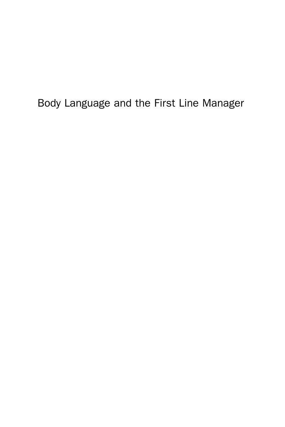 Body Language and the First Line Manager by Eunice Lawton (Auth.)