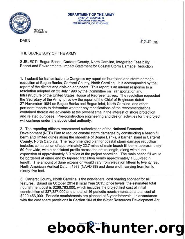 Bogue Banks, Carteret County, North Carolina, Integrated Feasibility by Unknown